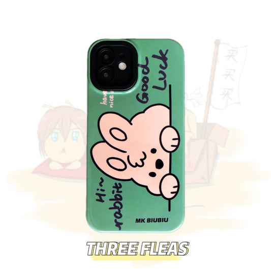 Cute Sketch Bunny Green Phone Case
