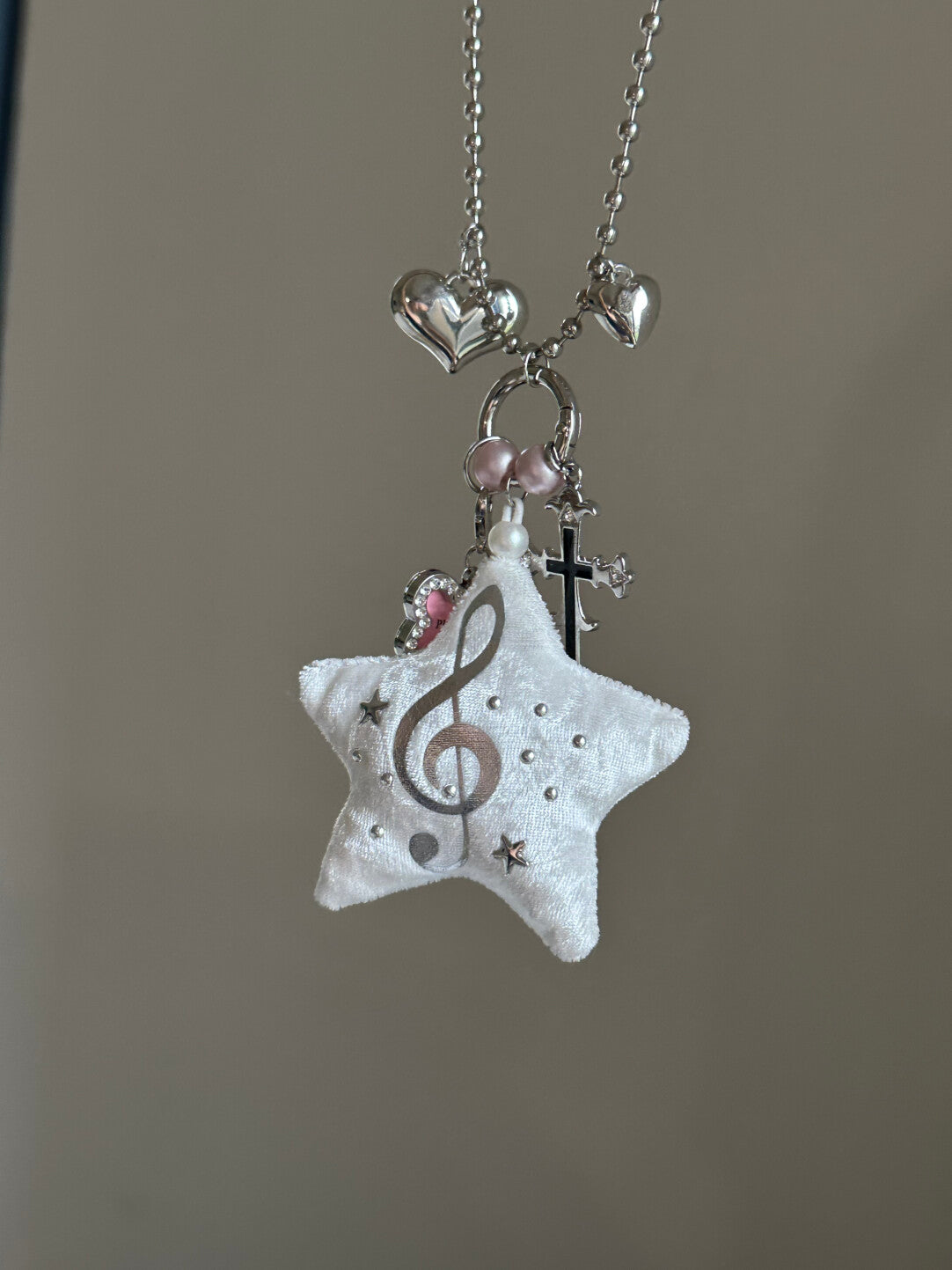 Cute Star Music Note Cross Necklace