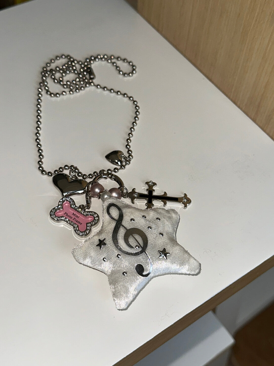Cute Star Music Note Cross Necklace