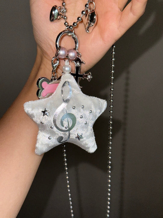 Cute Star Music Note Cross Necklace