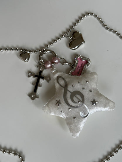 Cute Star Music Note Cross Necklace