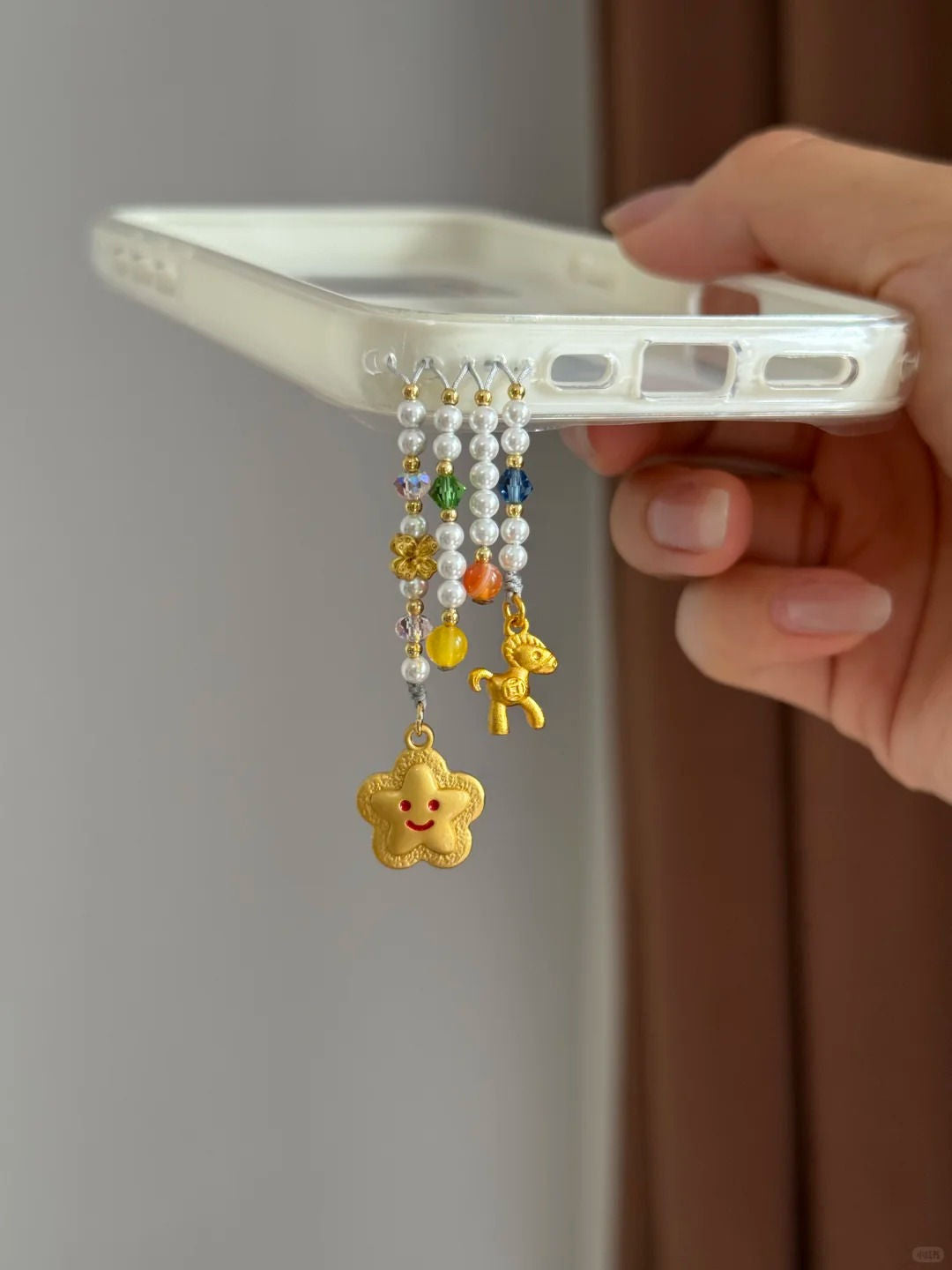 Cute Star Pony Beaded Pendant With Phone Case