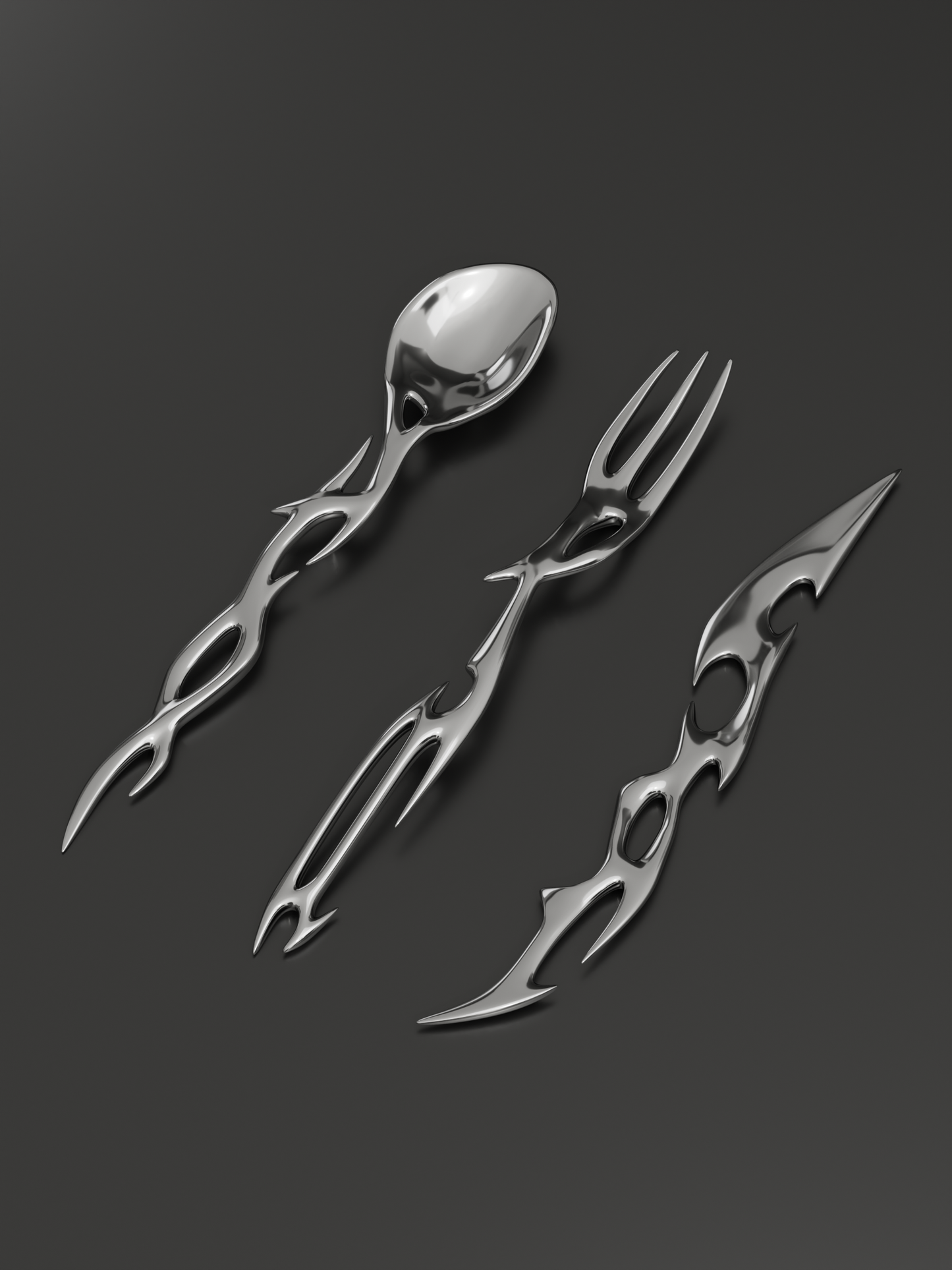 Cyber Rune Futuristic Design Cutlery