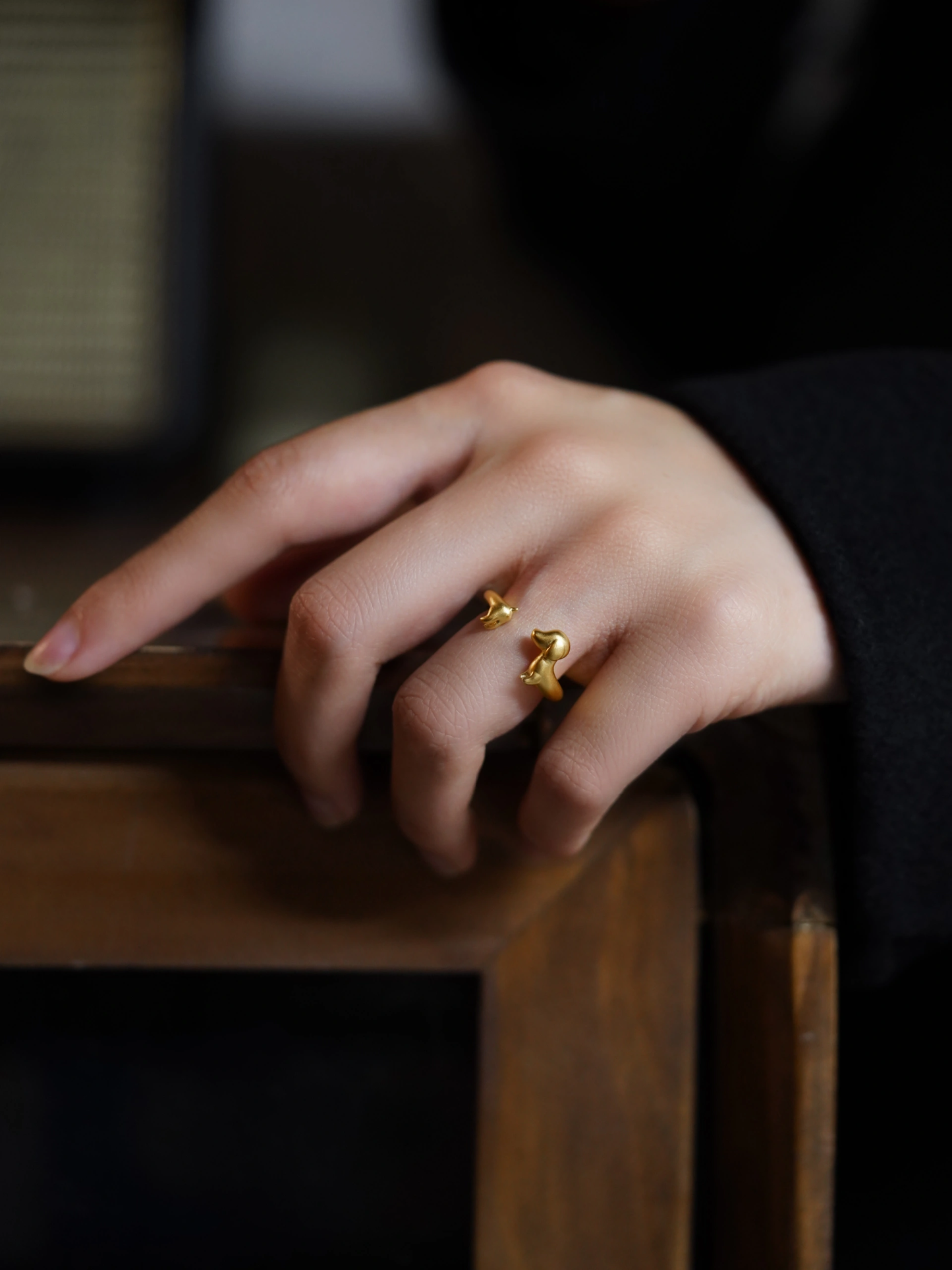 Cat Dog Couple Open-end Rings Set