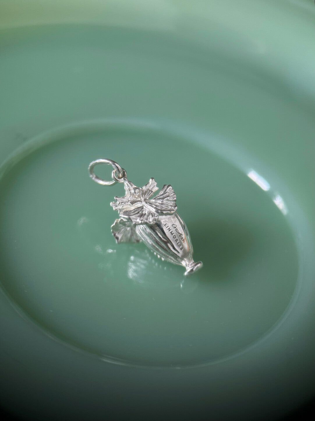 Oncidium Perfume Bottle Silver Necklace