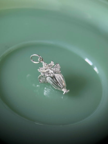 Oncidium Perfume Bottle Silver Necklace