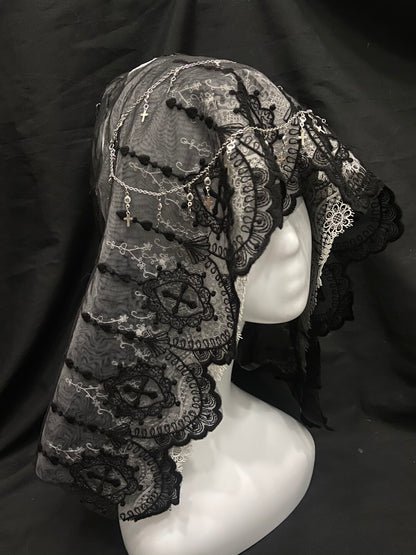 Dark Gothic Nun Veil Hood