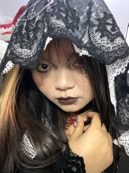 Dark Gothic Nun Veil Hood
