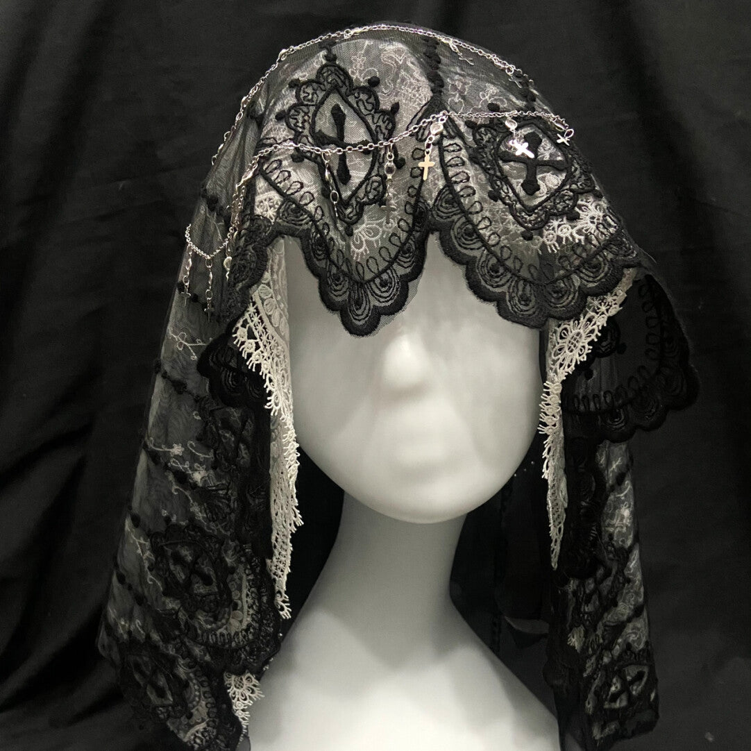 Dark Gothic Nun Veil Hood