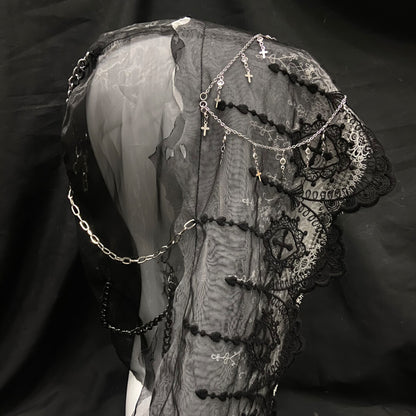 Dark Gothic Nun Veil Hood