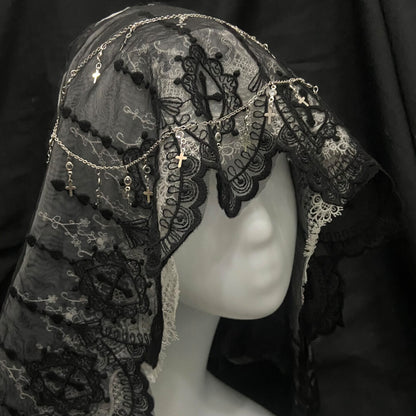 Dark Gothic Nun Veil Hood