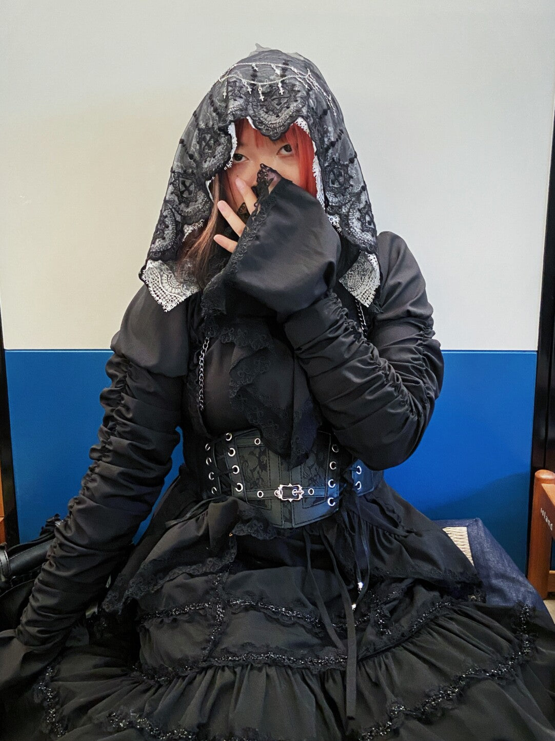 Dark Gothic Nun Veil Hood