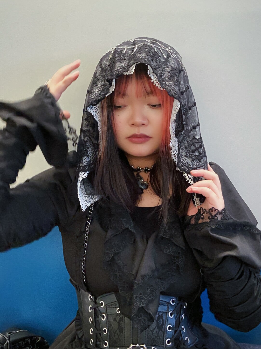 Dark Gothic Nun Veil Hood