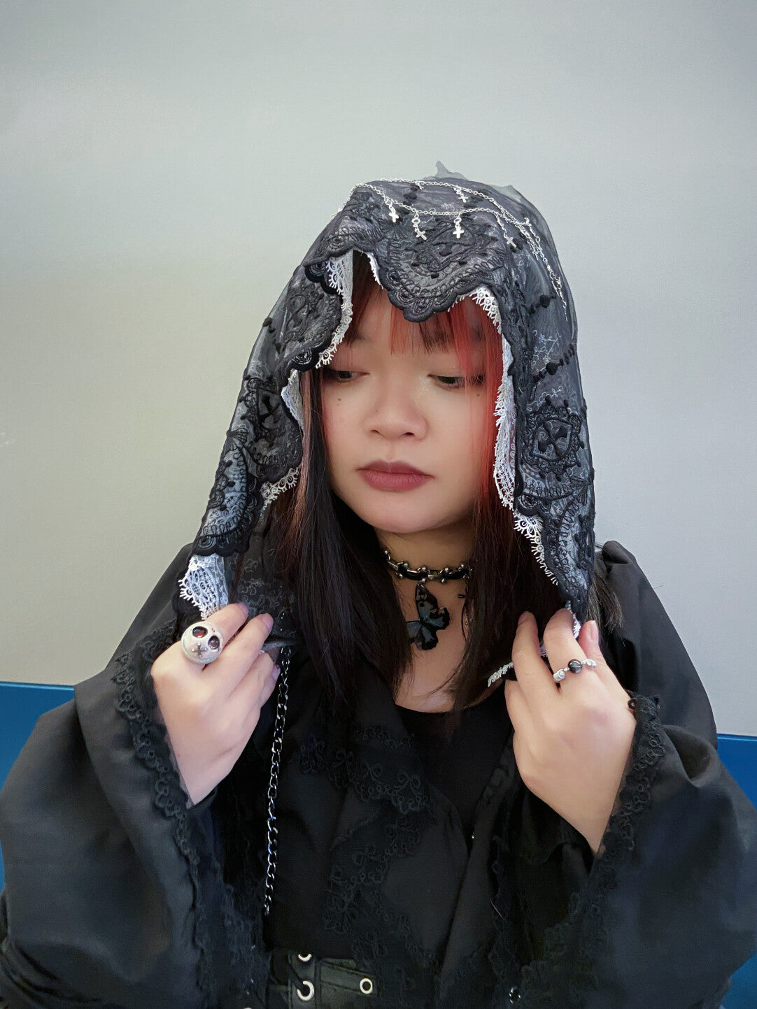 Dark Gothic Nun Veil Hood