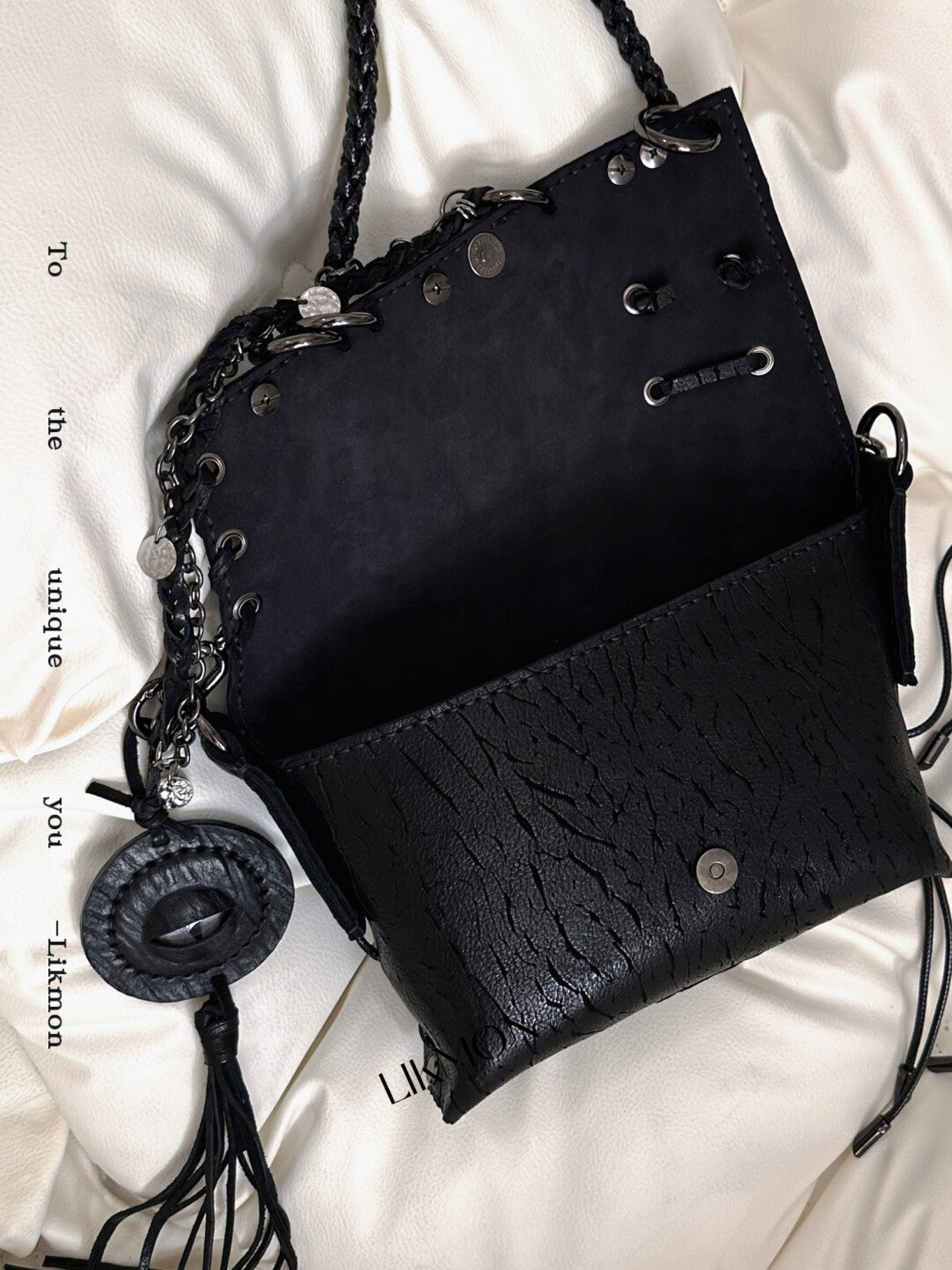 Dark Night Metal Chain Leather Bag | Bag | Three Fleas