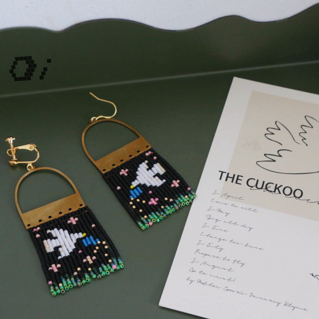 Dark Night and White Dove MIYUKI Beaded Earrings