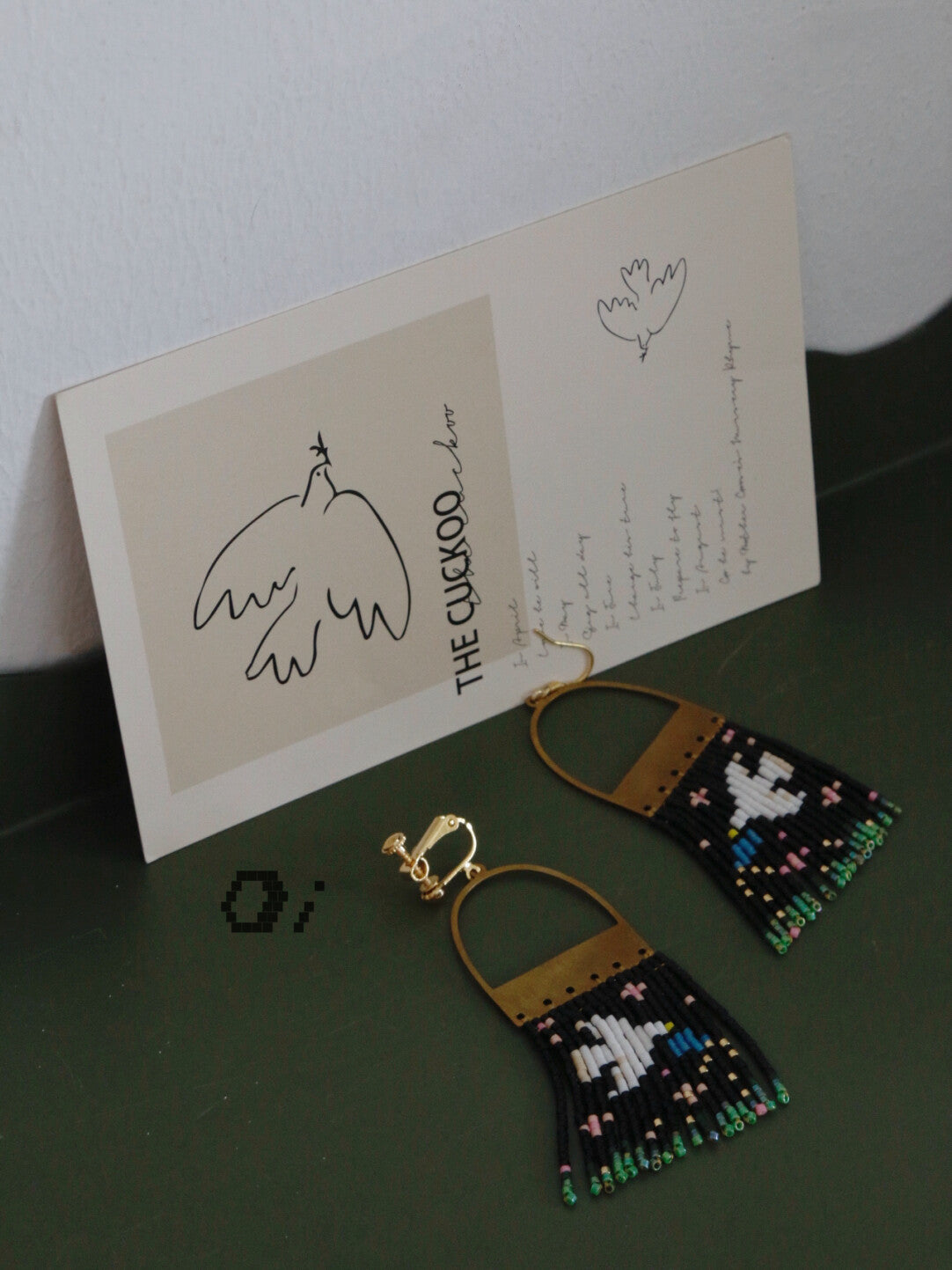 Dark Night and White Dove MIYUKI Beaded Earrings