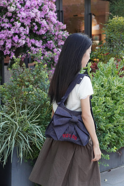 Denim Bow Shoulder Bag