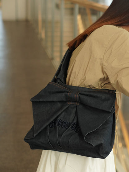 Denim Bow Shoulder Bag