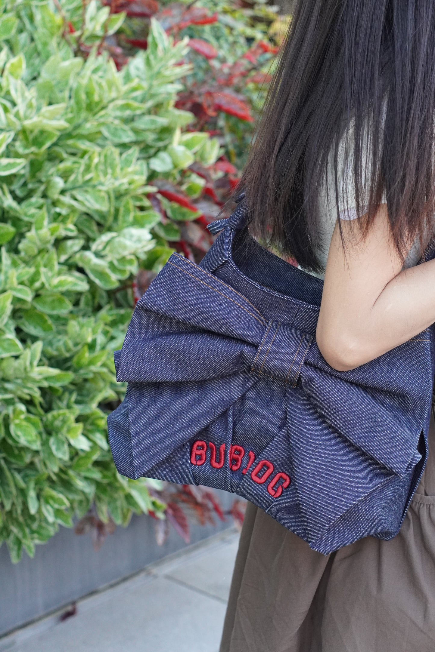 Denim Bow Shoulder Bag