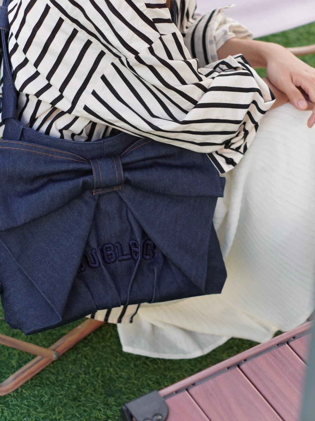 Denim Bow Shoulder Bag