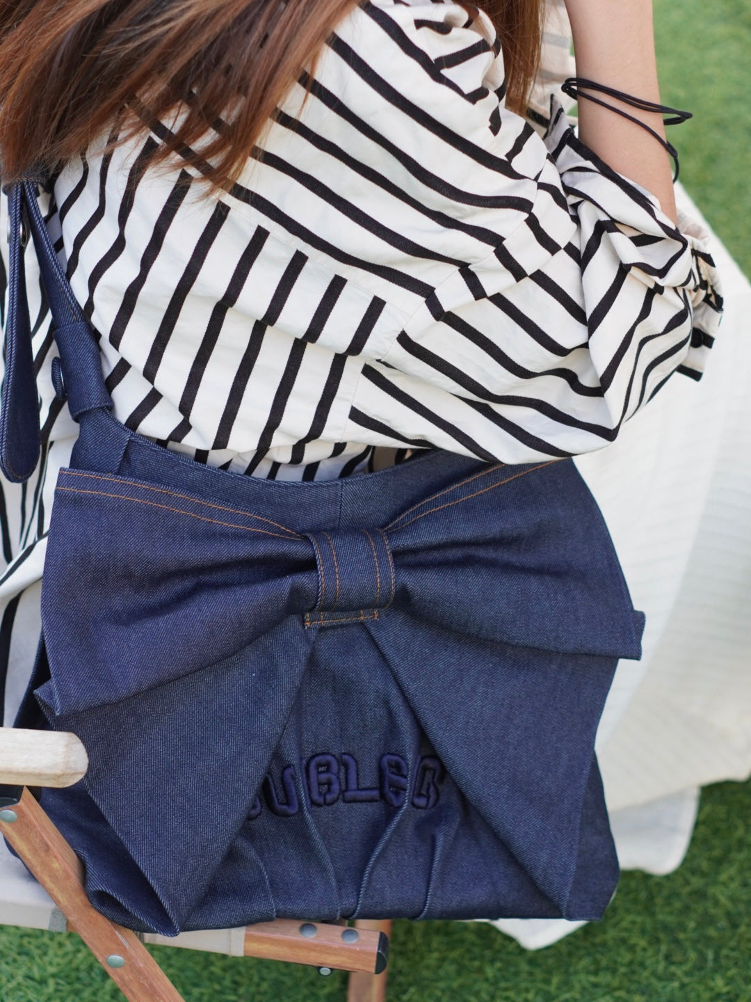 Denim Bow Shoulder Bag