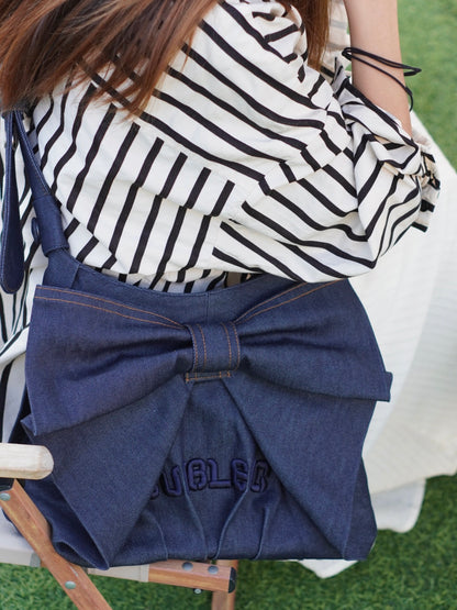 Denim Bow Shoulder Bag
