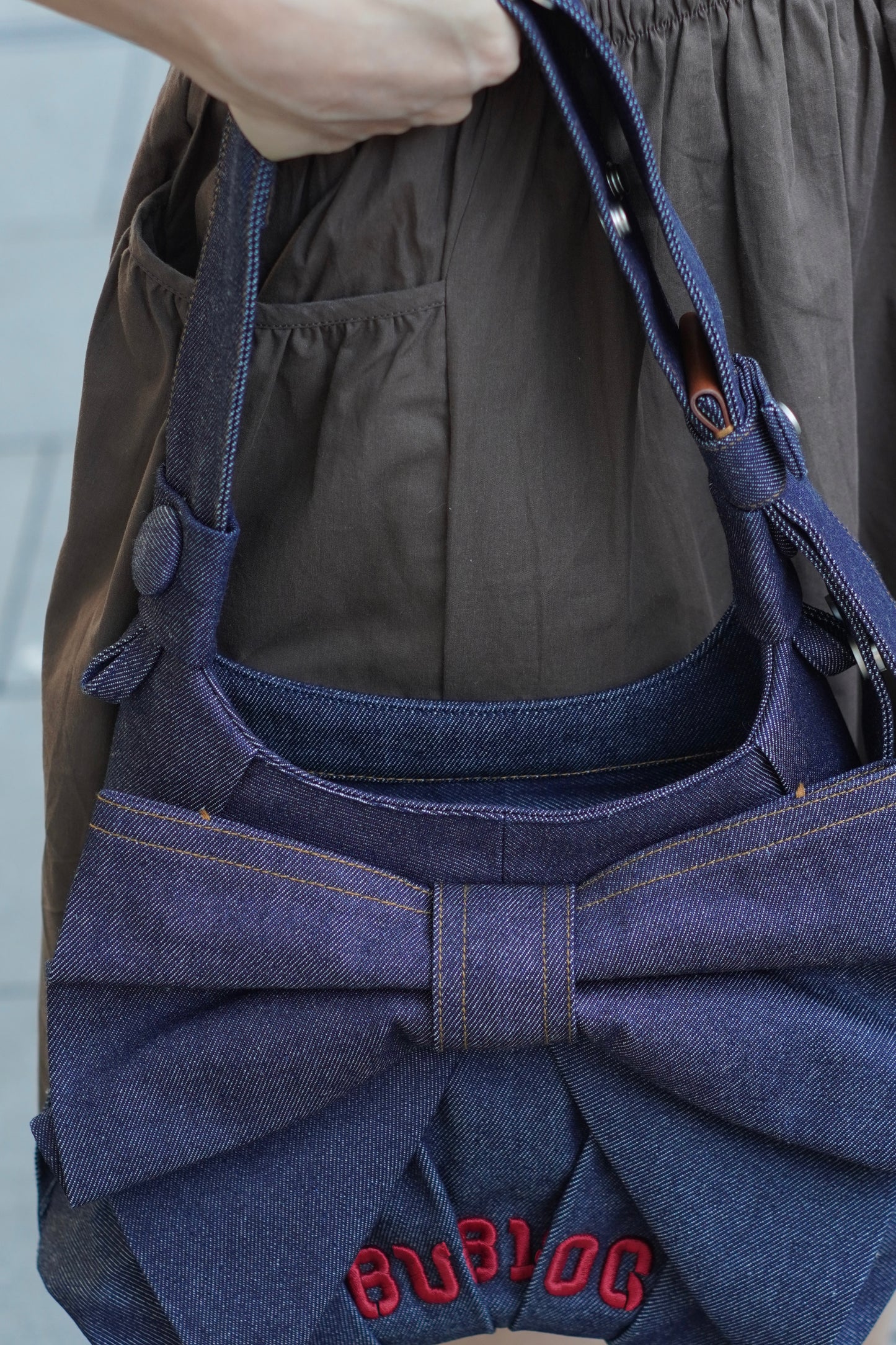 Denim Bow Shoulder Bag