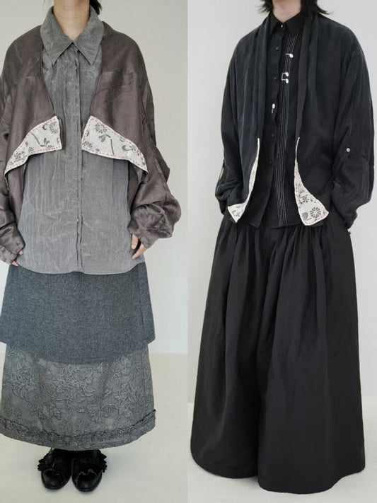 Designer Print Patchwork Cupro Jacket