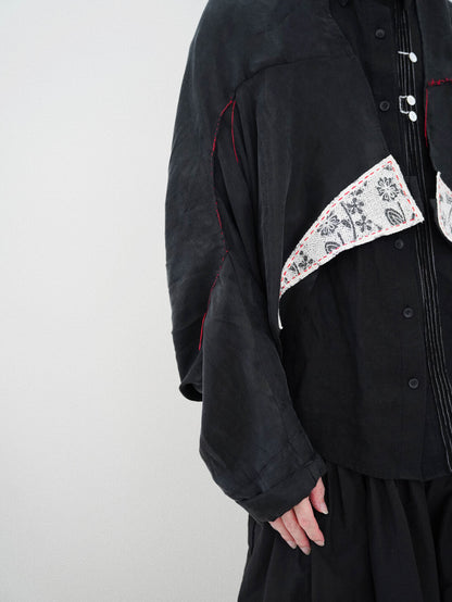 Designer Print Patchwork Cupro Jacket