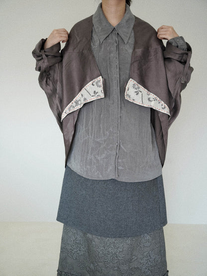 Designer Print Patchwork Cupro Jacket