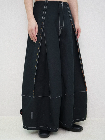 Designer Wide-Leg Button Denim Jeans