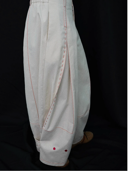 Designer Wide-Leg Button Denim Jeans