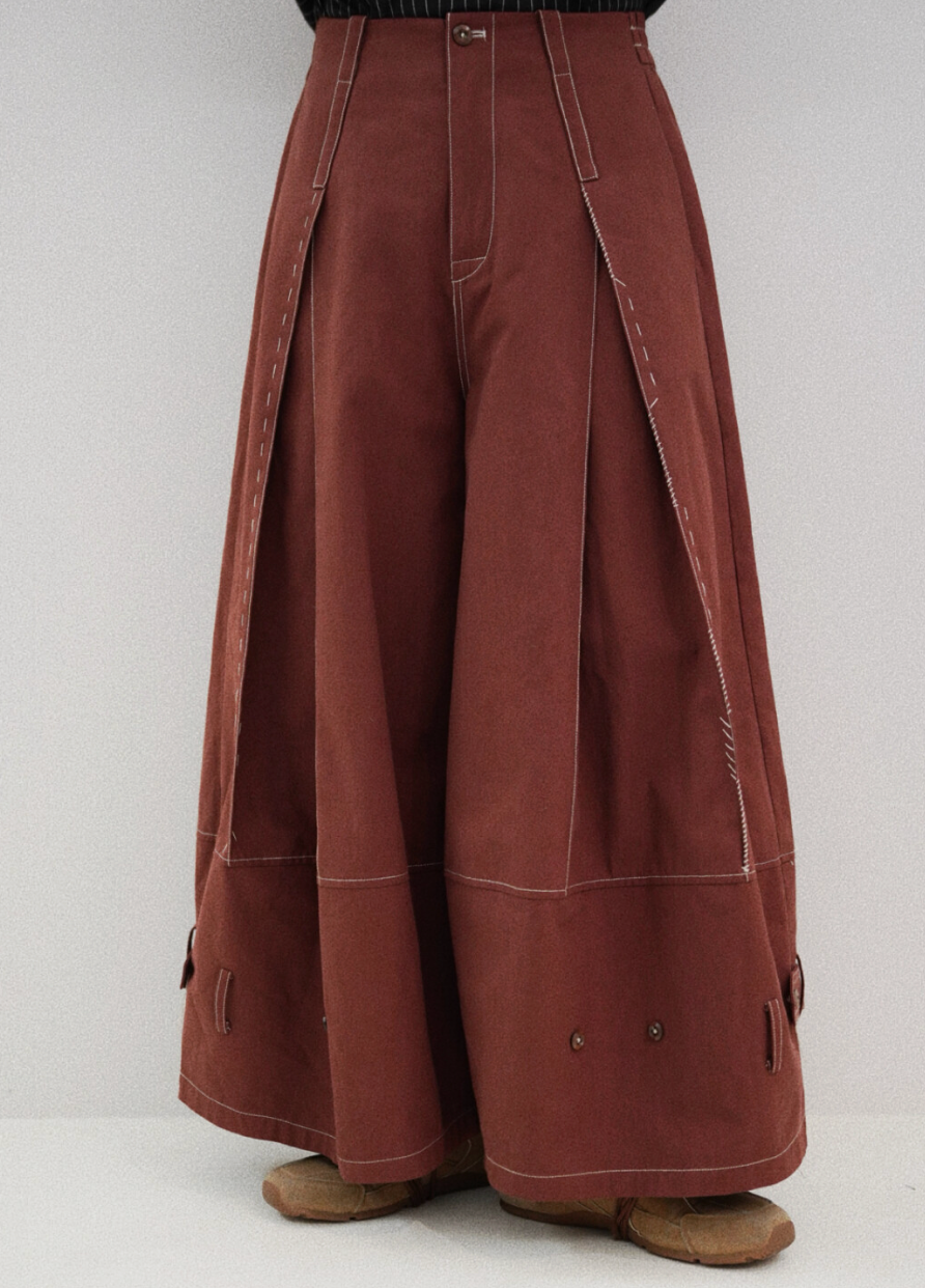 Designer Wide-Leg Button Denim Jeans