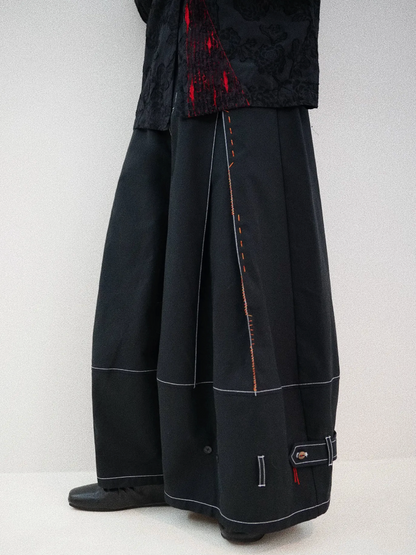 Designer Wide-Leg Button Denim Jeans