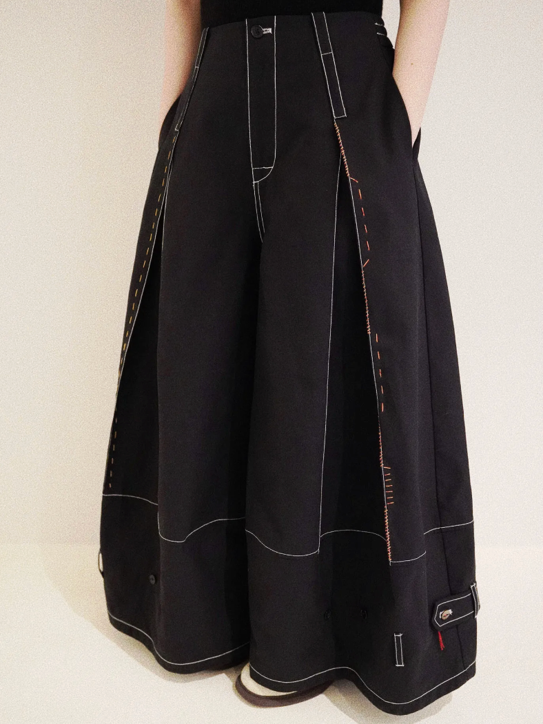 Designer Wide-Leg Button Denim Jeans