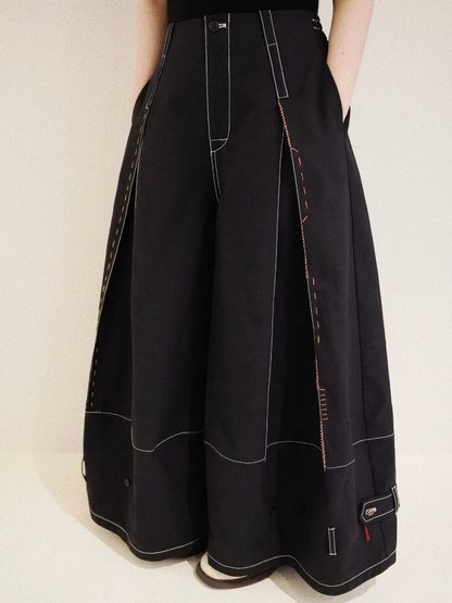 Designer Wide-Leg Button Denim Jeans