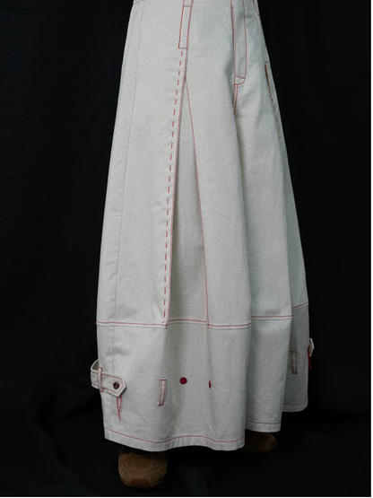 Designer Wide-Leg Button Denim Jeans