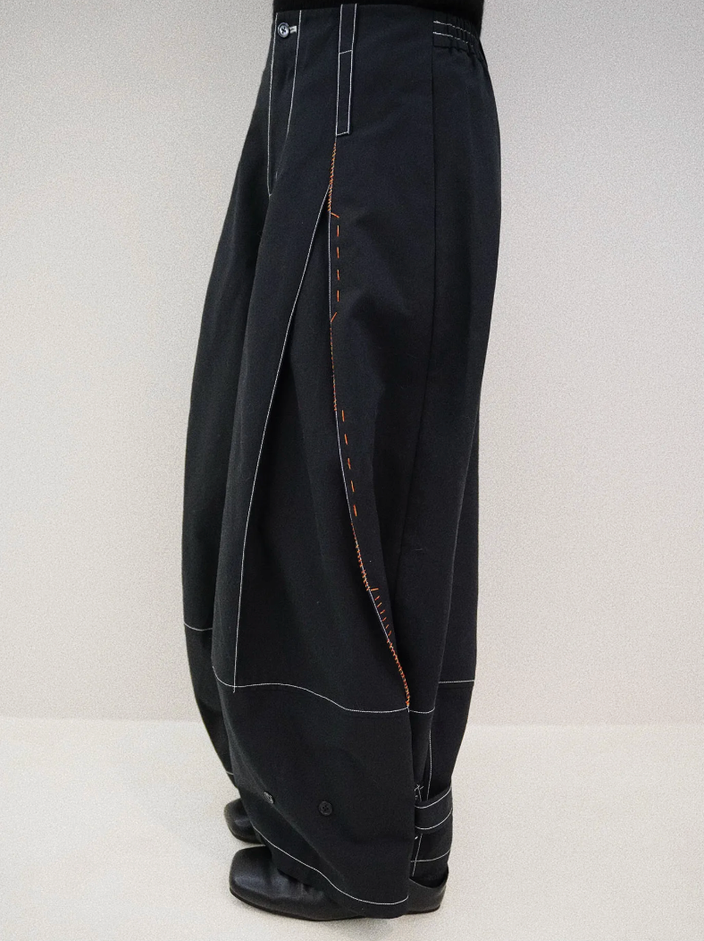 Designer Wide-Leg Button Denim Jeans