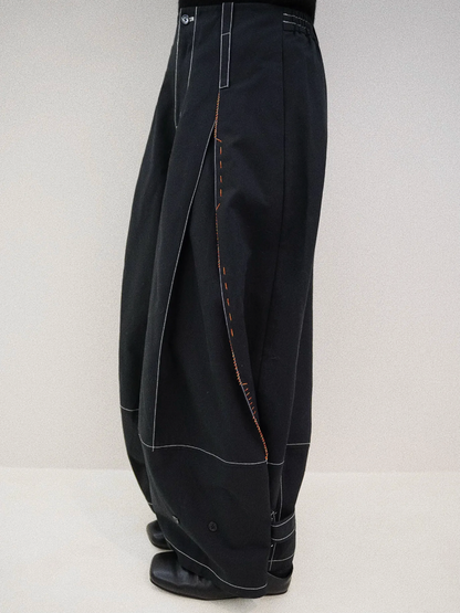 Designer Wide-Leg Button Denim Jeans