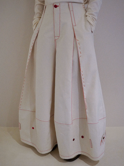 Designer Wide-Leg Button Denim Jeans