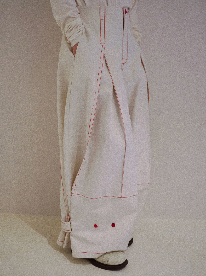 Designer Wide-Leg Button Denim Jeans