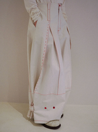 Designer Wide-Leg Button Denim Jeans