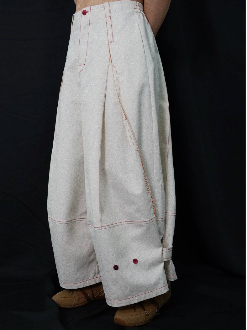 Designer Wide-Leg Button Denim Jeans