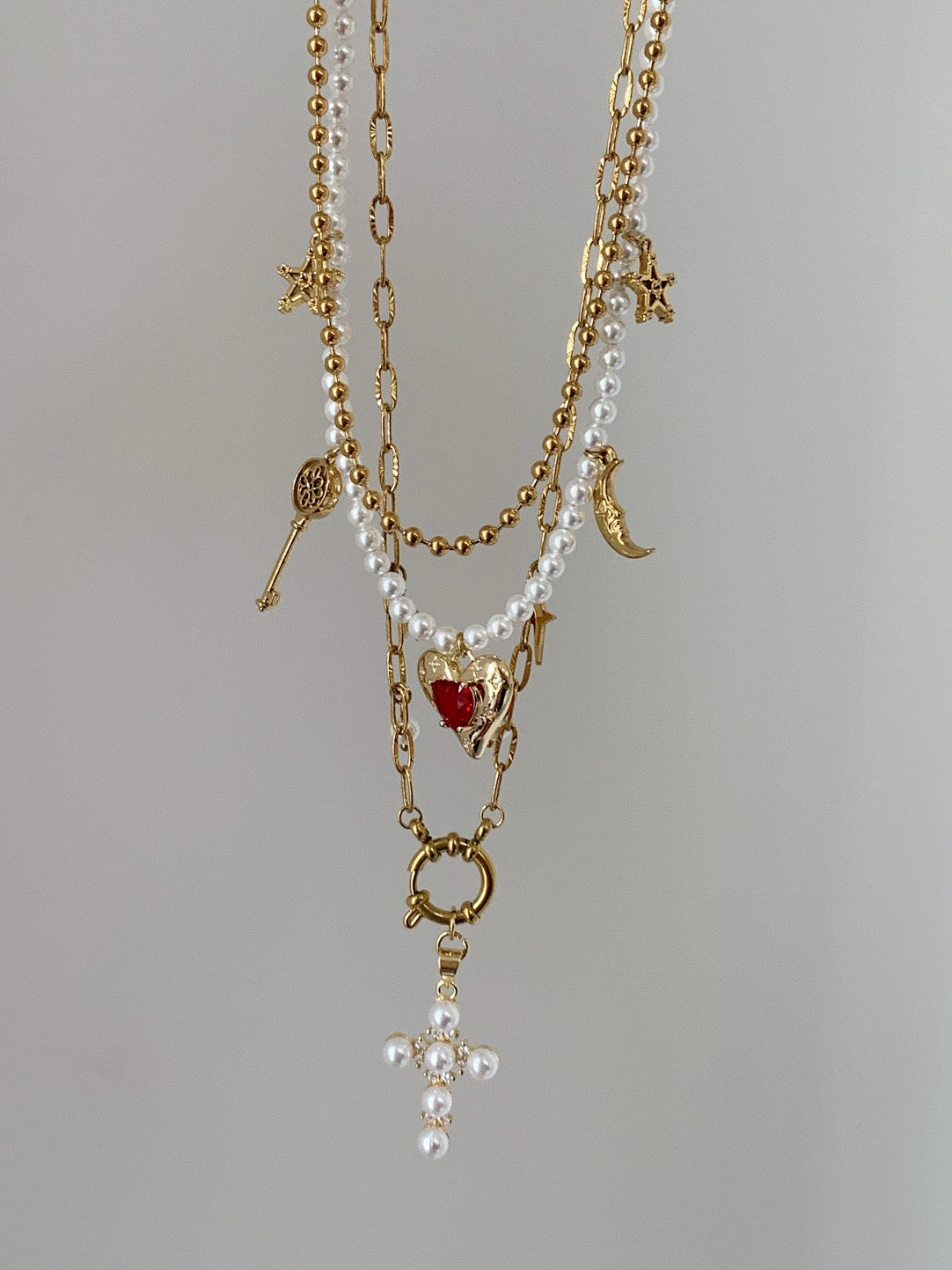Diana Original Multi-Layer Cross Pearl Necklace