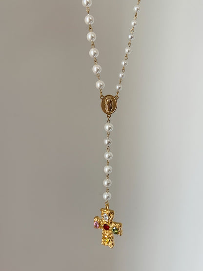 Diana Original Multi-Layer Cross Pearl Necklace