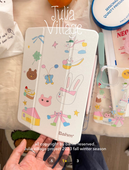 Doodle Bear Bunny Printed iPad Case