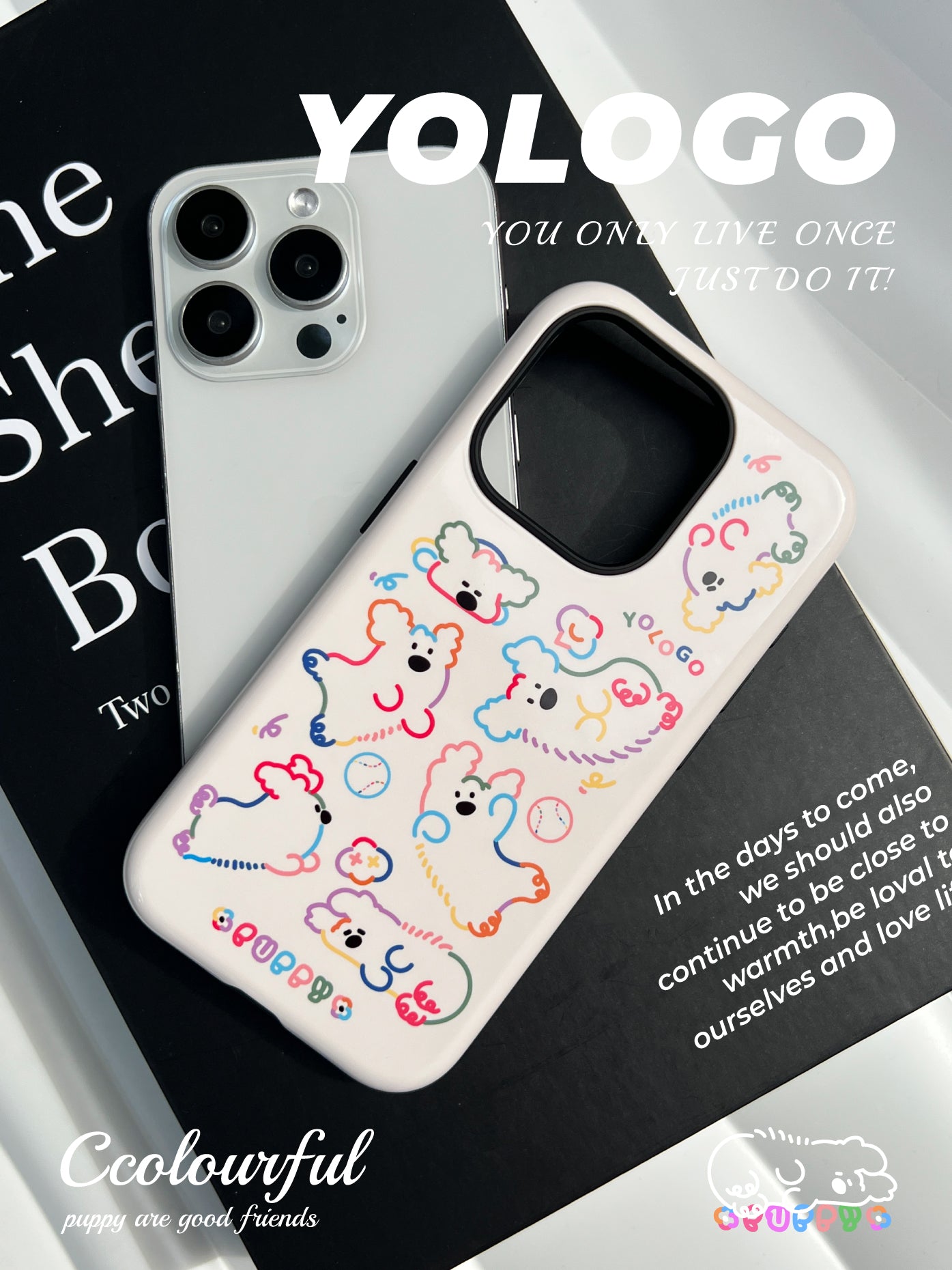 Dopamine Puppy Printed Double Layer Phone Case