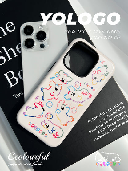 Dopamine Puppy Printed Double Layer Phone Case
