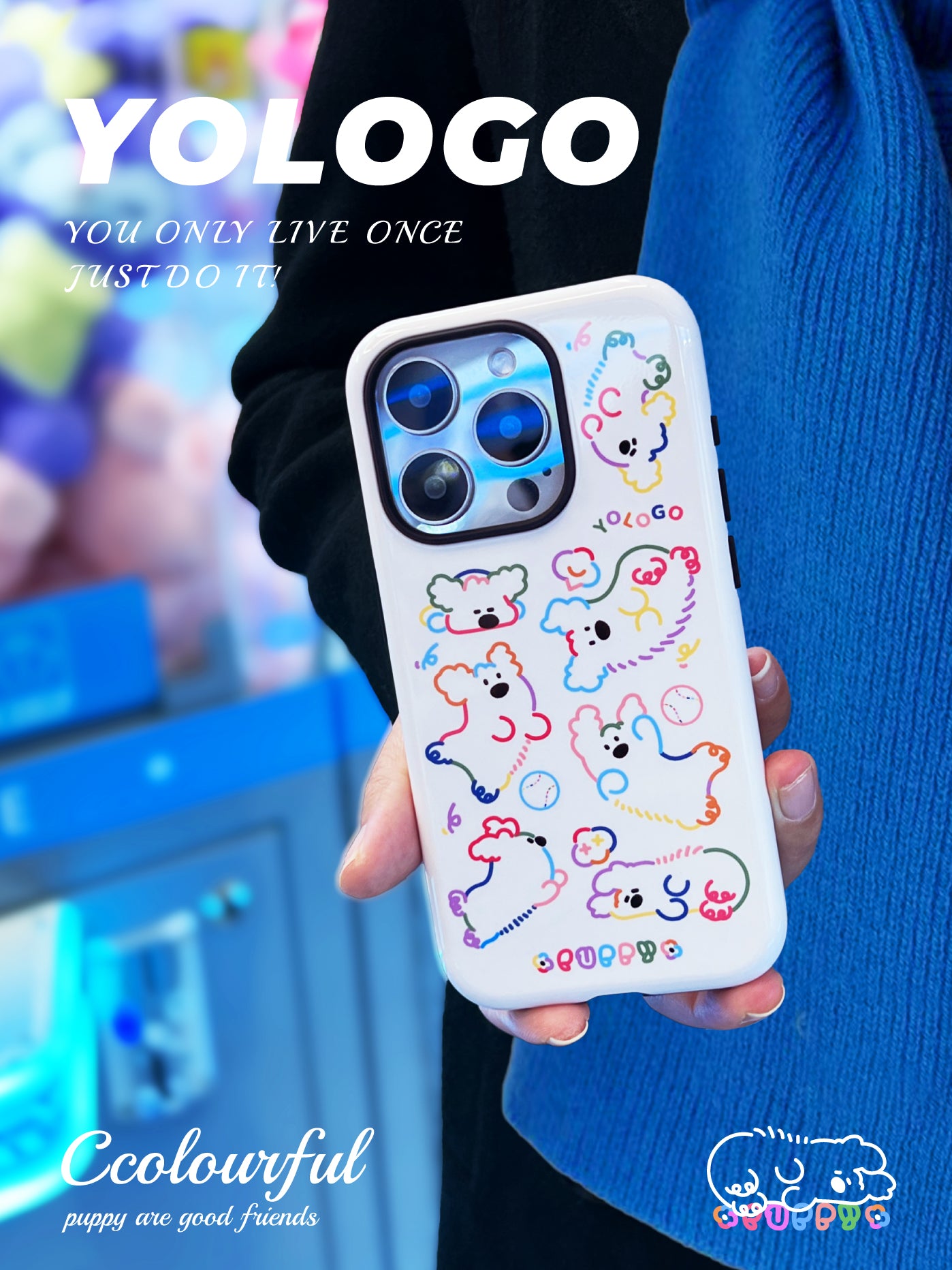 Dopamine Puppy Printed Double Layer Phone Case